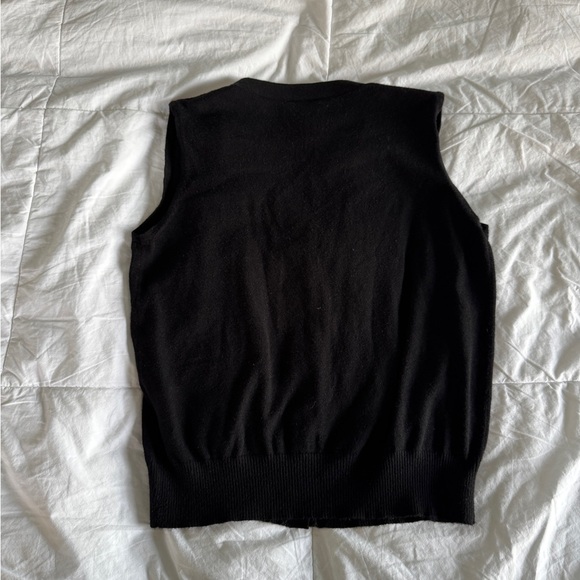 Black Button-Up Knit Sweater Vest | Women's Size Small | Classic Layering Piece - Picture 5 of 9